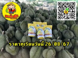 ราคาทุเรียนวันนี้ 26/08/67